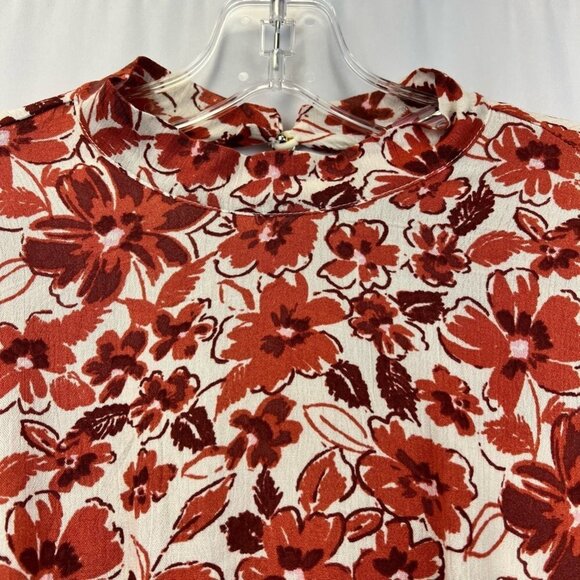 Andree By Unit Womens Blouse Multicolor Floral Bell Sleeve Cutout Back S New - Picture 3 of 12